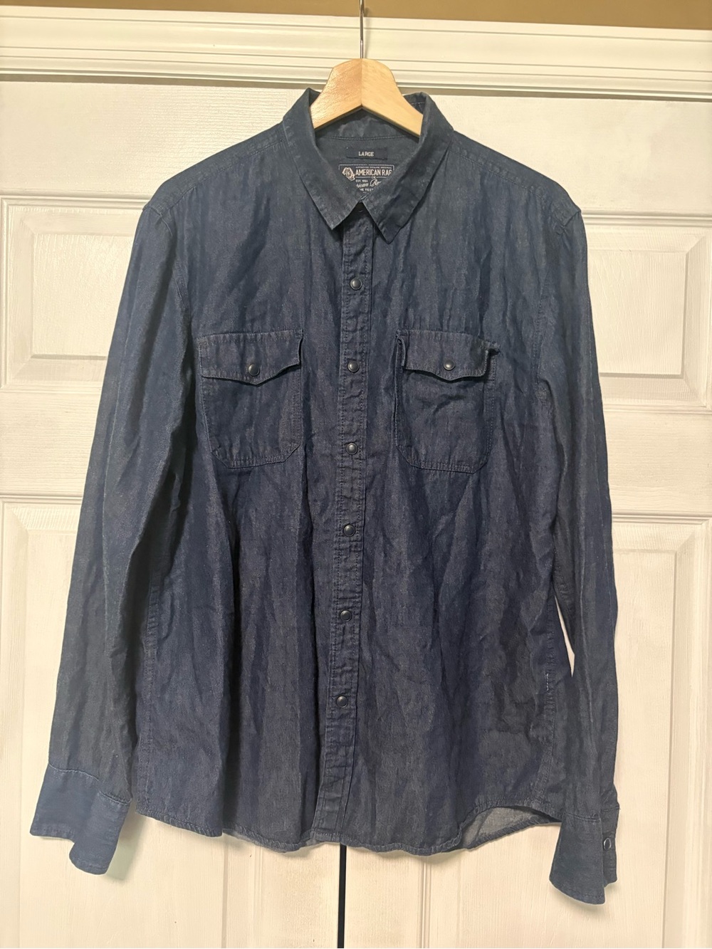 American Rag Denim Utility Shirt Women's L Blue Chambray Lightweight